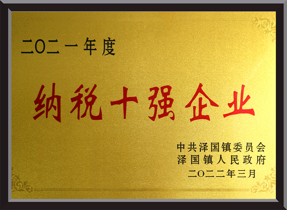 2021年全市十大纳税企业